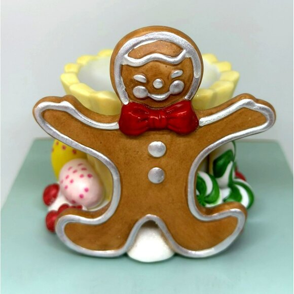 Partylite Gingerbread Man Votive Candle Holder 3.75" Christmas Holiday Decor Box - Picture 1 of 7